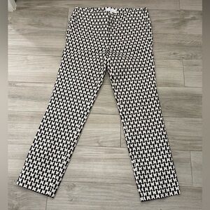Talbots Black White Bow Print Jacquard Straight Leg Dress Pants size 6